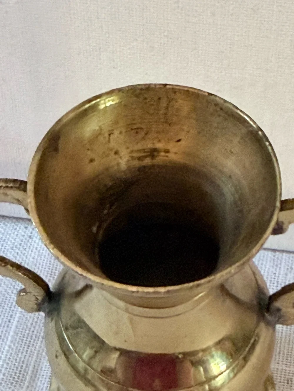 Brass Double-Handled Decorative Vase - Gold Finish